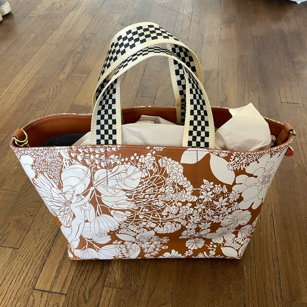 Clare V Floral Brown and White Tote